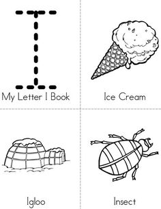 the letter i worksheet with pictures of ice cream and an i - o