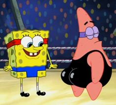 spongebob and patrick face off in the ring