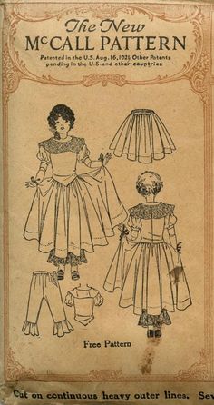 an old book with two children's clothes on the front and one child's dress