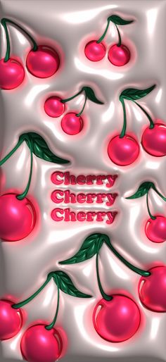 an image of cherries with the words cherry cherry on it's back ground