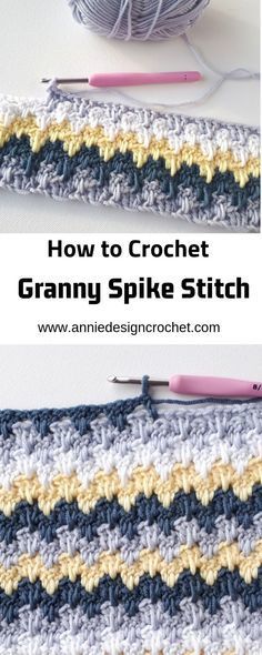 the crochet granny stitch is being worked on