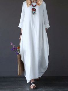 Product Name: Women's Plus Size Cotton Linen Loose Maxi Dresses Holiday Day Beach Dresses Item NO.: zico_4907 Weight: 0.3 kg = 0.6614 lb = 10.5822 oz Category: Clothing> Women> Dresses & Skirts Creation Time: 2023-04-03 Edition type:LooseElasticity:No-ElasticityHem Type: Regular HemCollar/Neckline:Crew NeckSleeve:Long SleeveThickness:Mid-weightDesign Elements: Big SwingStyle: CasualMaterial:Cotton LinenWashing Mode: Machine WashSize:M,L,XL,2XL,3XL,4XL,5XLWeight:350GTheme:Fit for Women's Spring O Holiday Maxi Dress, Boho Mode, Stil Boho, Loose Maxi Dress, Casual White Dress, White Cotton Dress, Mode Boho, Vestido Plus Size, Cotton Linen Dresses