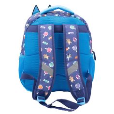 Your kiddo will love this Candy Jam Bluey Backpack! Let them flaunt this bag around EVERYWHERE and ANYWHERE. The backpack features a Bluey and Bingo plush applique, all over bluey print on the front, side, back straps and even on the interior pocket! This 14" kids backpack is designed with a spacious main zippered compartment with a separate padded laptop sleeve for storing their books, laptop/tablet, lunch, supplies or other essentials. It also features an exterior zip pocket in front for safe Bluey Backpack, Lunch Supplies, Bluey And Bingo, Kids Backpack, School Fits, Kids Backpacks, Tablet Laptop, Back Strap, Laptop Sleeve