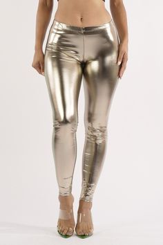 Elevate your style with our Shiny Metallic Leggings. These leggings effortlessly combine comfort with a bold fashion statement, adding a touch of glamour to your everyday or evening looks. Explore the captivating world of metallics in these sleek and eye catching leggings. Glamorous Shine: Experience the captivating allure of metallics with our Shiny Metallic Leggings, designed to catch the light and radiate a stunning shine. Bold Fashion Choice: Make a fearless fashion statement with these legg Leather Leggings Fashion, Dance With Me, Footless Tights, Metallic Leggings, Metal Clothing, Winter Knit Hats, Metallic Fabric, Large Dress, Medium Dress