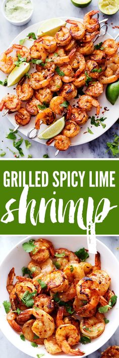 grilled spicy lime shrimp on a white plate