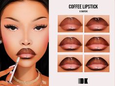 Ombre Lip | Patreon Coffee Lipstick, Sims 4 Nails, Sims 4 Cc Eyes, Sims 4 Challenges, The Sims 4 Skin, Makeup Cc, Sims Packs