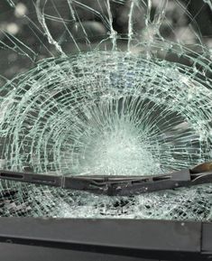 the windshield of a car that has been smashed