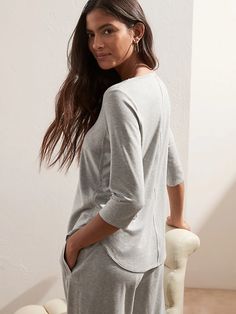 Restore Top | Banana Republic Relaxed Fit Modal Sleepwear For Relaxation, Casual Modal Sleepwear For Lounging, Casual Modal Sleepwear For Relaxation, Comfortable Versatile Loungewear Tops, Relaxed Fit Viscose Sleepwear For Loungewear, Casual Viscose Sleepwear For Loungewear, Solid Color Relaxed Sleepwear, Stretch Modal Tops For Lounging, Versatile Relaxed Fit Tops For Lounging