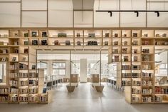 an empty library filled with lots of books