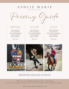 an advertisement for the senior graduation program, featuring pictures of people on horseback and horses