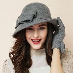 Trendy Fashion Women party formal headwear lady winter fashion asymmetric bowknot 100% wool fel, Women's Winter Accessories Cappello Cloche, Church Lady Hats, Gatsby Style, Wool Fedora, Church Hats, Stylish Hats, Cloche Hat, Winter Hats For Women, Cute Hats