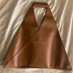 Rare And Sold Out Iconic Mm6 Margiela Triangle Bag In Brown Calf Leather. Grail Item. Mm6 Maison Margiela Bag, Margiela Bag, Triangle Bag, Martin Margiela, Mm6 Maison Margiela, Womens Tote Bags, Calf Leather, Leather, Women Shopping