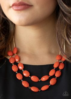 Attached to dainty gold chains, oval orange beads delicately link into colorful rows below the collar, adding a powerful splash of color to any outfit. Features an adjustable clasp closure. Max Volume, Orange Necklace, Silver Chains, Paparazzi Accessories, Blue Necklace, Paparazzi Jewelry, Gold Chain Necklace, Silver Chain Necklace, Classic Blue