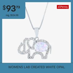 Features: In A Gift Box, Quick ShipJewelry Closure: Spring Ring ClaspSetting: ProngShape: AnimalsStone Cut: OvalStone Millimeter Measurement: 8 Mm Length, 6 Mm WidthMetal Color: WhiteChain Length: 18 InchPendant Length: 15mmPendant Width: 20.8mmChain Construction: BoxCare: Wipe CleanStone Type: 1 Lab Created Opal, 49 Lab Created SapphireAuthenticity: Lab Created StoneBirthstone: October BirthstoneMetal: Sterling SilverNecklace Type: Pendant NecklacesCountry of Origin: Imported Nickel-free Crystal Necklaces, White Crystal Round Pendant Necklaces, White Crystal Round Pendant Jewelry, Elephant Pendant Necklace, Silver Elephant, Silver Elephants, Elephant Pendant, White Opal, Spring Rings