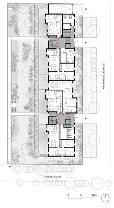 the floor plan for an apartment building with three floors and two levels, in which there are