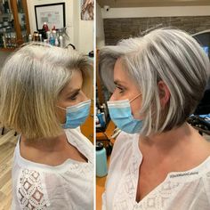 Gray Hair Makeover Grey Hair Transformation, Gorgeous Gray Hair, Grey Hair Inspiration, Grey Roots, Gray Hair Growing Out, Gray Hair Cuts, Short Grey Hair, Transition To Gray Hair, Blending Gray Hair