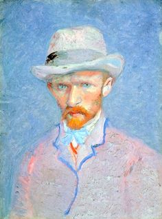 a painting of a man wearing a white hat