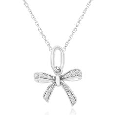 Royal 14K White Gold Bow Pendant Necklace with 0.07 Carat Diamonds Bow Design, Royal Jewelry, Fine Jewelry Collection, Precious Moments, Sparkle Diamonds, Diamond Pendant, Fine Jewelry, Perfect Gift, White Gold