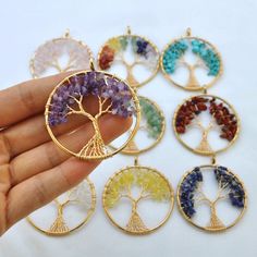 ON SALE  -Very good quality -Tree Of Life Pendant Size :Gold plated-approximately 50x57mm -Materials: Copper, natural crystal Gemstone : Rose Quartz;Seven color stone；Turquoise;Clear quartz;Amethyst;Green aventurine;Red Jasper；Red Agate;Citrine; Lapis lazuli; -Quantity: 1PCs/2pcs/5pcs/10pcs/20pcs/50pcs Tree Of Life Pendant - choose a unique gift for any occassion: Mothers Day, Wedding, Fathers Day, Graduation, Thanksgiving Day, Anniversary, Birthday, Christmas, New Year etc. Note:have larger sto Tree Jewelry, Crystal Tree, Handmade Wire Wrapped, Tree Of Life Pendant, Healing Energy, Red Agate, Color Stone, Handmade Wire, Red Jasper