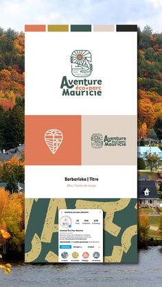 an advertisement for the adventure museum is displayed in front of trees with autumn foliages