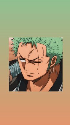 an anime character with green hair and piercings on his ears, staring at the camera