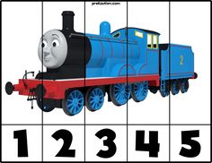 thomas the tank engine number puzzle with numbers to match it's size and color