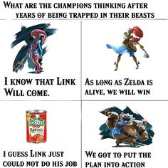 the legend of zelda meme is shown in four different ways, including an image of