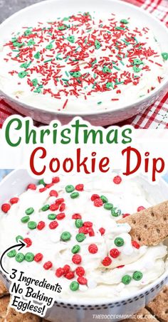 christmas cookie dip with sprinkles and crackers