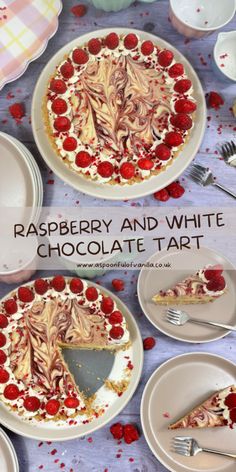 raspberry and white chocolate tart on plates