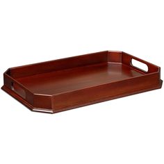 a wooden tray with handles on it