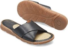 Womens Hana in Black Comfortable Vacation Slides With Leather Sole, Casual Beach Slides With Leather Sole, Comfortable Footbed Sandals With Leather Sole For Beach, Casual Leather Sole Footbed Sandals For Beach, Casual Mules With Cork-bed Midsoles In Natural Color, Casual Mules With Cork-bed Midsoles, Casual Mules With Natural Color And Cork-bed Midsoles, Casual Natural Sandals With Cork-bed Midsoles, Natural Casual Sandals With Cork-bed Midsoles