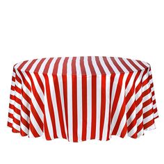 a red and white striped table cloth