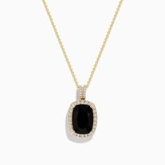 Effy Eclipse 14K Yellow Gold Onyx and Diamond Pendant Black Luxury Evening Jewelry, Luxury Black Jewelry For Formal Occasions, Evening Jewelry In 14k Gold With Black Enamel, Evening 14k Gold Jewelry With Black Enamel, Formal Black Jewelry With 17 Jewels, Black Enamel 14k Gold Necklace, Black Onyx Timeless Jewelry, Timeless Black Onyx Jewelry, Elegant Black Onyx Necklace