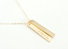 Bar Necklace Gold, Mother Daughter Jewelry, The Bling Ring, Vertical Bar Necklace, Necklace Name, Silver Bar Necklace, Daughter Jewelry, Vertical Bar, Necklace Layered