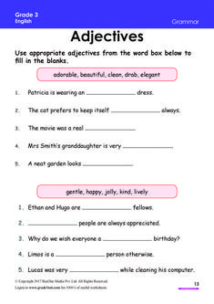 an interactive worksheet for students to learn how to use adjectives