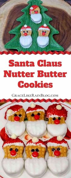 santa claus nutter butter cookies on a plate