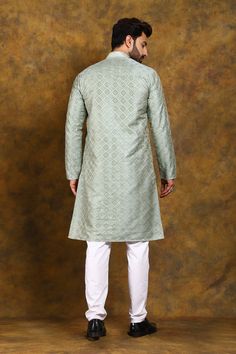 BLUESAANCHI MEN'S GREY EMBROIDERY KURTA SET   The BLUESAANCHI Men's Grey Embroidery Kurta Set is a sophisticated and traditional outfit perfect for festive occasions or formal events. The set includes a beautifully embroidered kurta made with premium fabrics that ensures both comfort and elegance. Ideal for any celebration, it exudes a perfect blend of modern style and traditional craftsmanship.  Key Features  Stylish grey color with intricate embroidery.  Full-sleeved kurta for an elegant look.  Comfortable fit with a modern silhouette.  Perfect for weddings, festivals, and traditional events.  Comes with matching churidar for a complete look.   Specifications  Color: Grey  Pattern: Embroidery  Sleeve Length: Full Sleeves  Fit: Regular Fit  Occasion: Ethnic Wear, Formal Events  Includes: Gray Traditional Wear For Festive Occasions, Gray Festive Traditional Wear, Festive Gray Traditional Wear, Traditional Gray Wear With Pallu, Gray Traditional Wear With Pallu, Gray Traditional Wear For Diwali, Traditional Gray Kurta For Diwali, Traditional Gray Kurta For Eid, Traditional Gray Kurta For Wedding