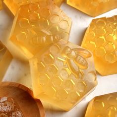 several pieces of honey sitting on top of each other