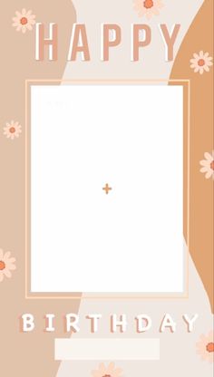 a happy birthday card with daisies and flowers on the front, in light pink