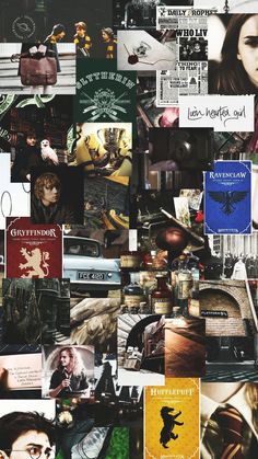 collage of harry potter books and images from the movies, including raven's nest