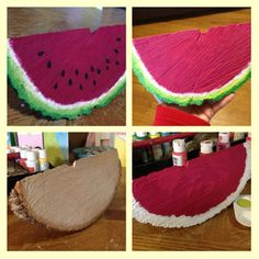 the process of making a watermelon pillow