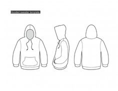 the hoodie sweatshirt template is shown in three different colors and sizes, including white