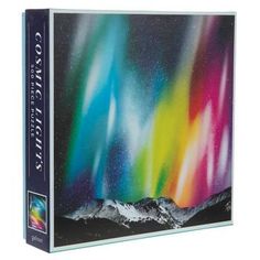 a puzzle box with an image of the aurora bores in the sky and mountains