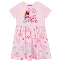 Elevate your child's wardrobe with this enchanting light Pink Barbie Dress for girls, a delightful unicorn dress that combines comfort, style, and the magic of the Barbie world. Crafted from 100% cotton, this dress ensures not only fashion-forward flair but also unparalleled comfort. Complete with a crew neckline and short sleeves, this girls' party dress is a fabulous choice for Spring, Summer, and Winter. As officially licensed Barbie merchandise, this girls' dress is a ticket to the world of Barbie Dress For Girls, Barbie Merchandise, Pink Barbie Dress, Pink Girls Dress, Pink Line Art, Unicorn Barbie, Pink Dresses For Kids, Barbie Merch, Barbie Design