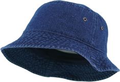 a blue bucket hat with holes on the brim and bottom part of it's visor