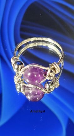 Unique Handmade Adjustable Amethyst Ring, Adjustable Wire Wrapped Stackable Rings As Gift, Gift Wire Wrapped Adjustable Stackable Rings, Gift Stackable Wire Wrapped Adjustable Rings, Adjustable Wire Wrapped Stackable Rings, Adjustable Nickel-free Purple Ring, Colourful Rings, Summer Rings, Bracelet Diy