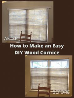 two pictures showing how to make an easy diy wood blind