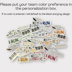 an advertisement for the run campaign with words written in different colors and font on it