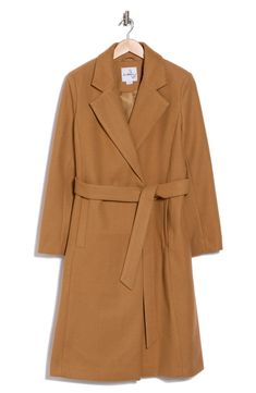 Slip into chic warmth with this longline belted coat that'll have you looking effortless throughout the cooler seasons. Removable tie belt Notched lapels Long sleeves Lined 92% polyester, 8% rayon Dry clean Imported Fall Beige Outerwear With Tie Waist, Beige Fall Outerwear With Self Belt, Belted Wrap Coat, Wrap Coat, Belted Coat, How To Make Shoes, Short Rompers, Dress Romper, Tie Belt