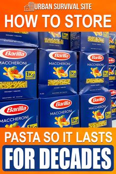 there are many packages of pasta for sale